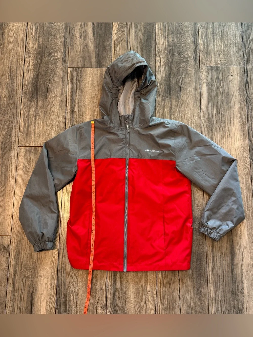 Eddie Bauer Kids Hooded Rain Jacket Gray Red Size L 14/16